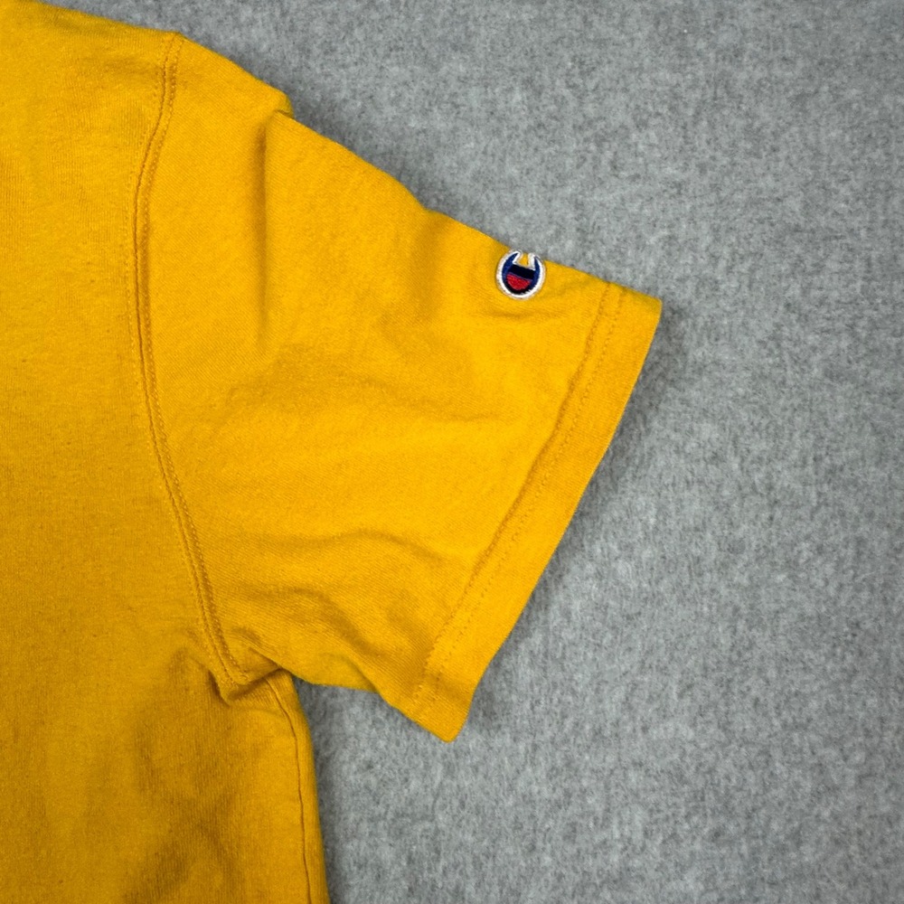 Champion Mens Mustard Yellow Embroidered Logo Graphic Back T-Shirt Medium - Picture 3 of 9